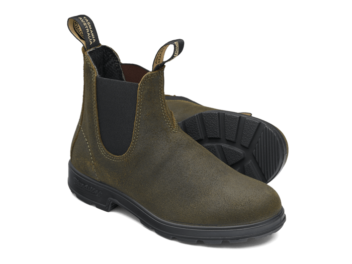 BLUNDSTONE #1615 DARK OLIVE SUEDE - Der perfekte Gassi-Schuh für alle Hunde und Nichthundebesitzer.