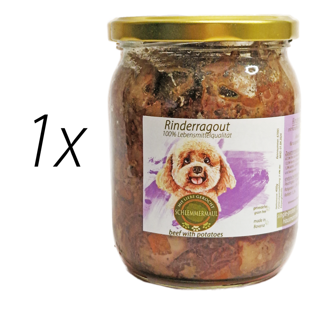 Rinderragout für Hunde