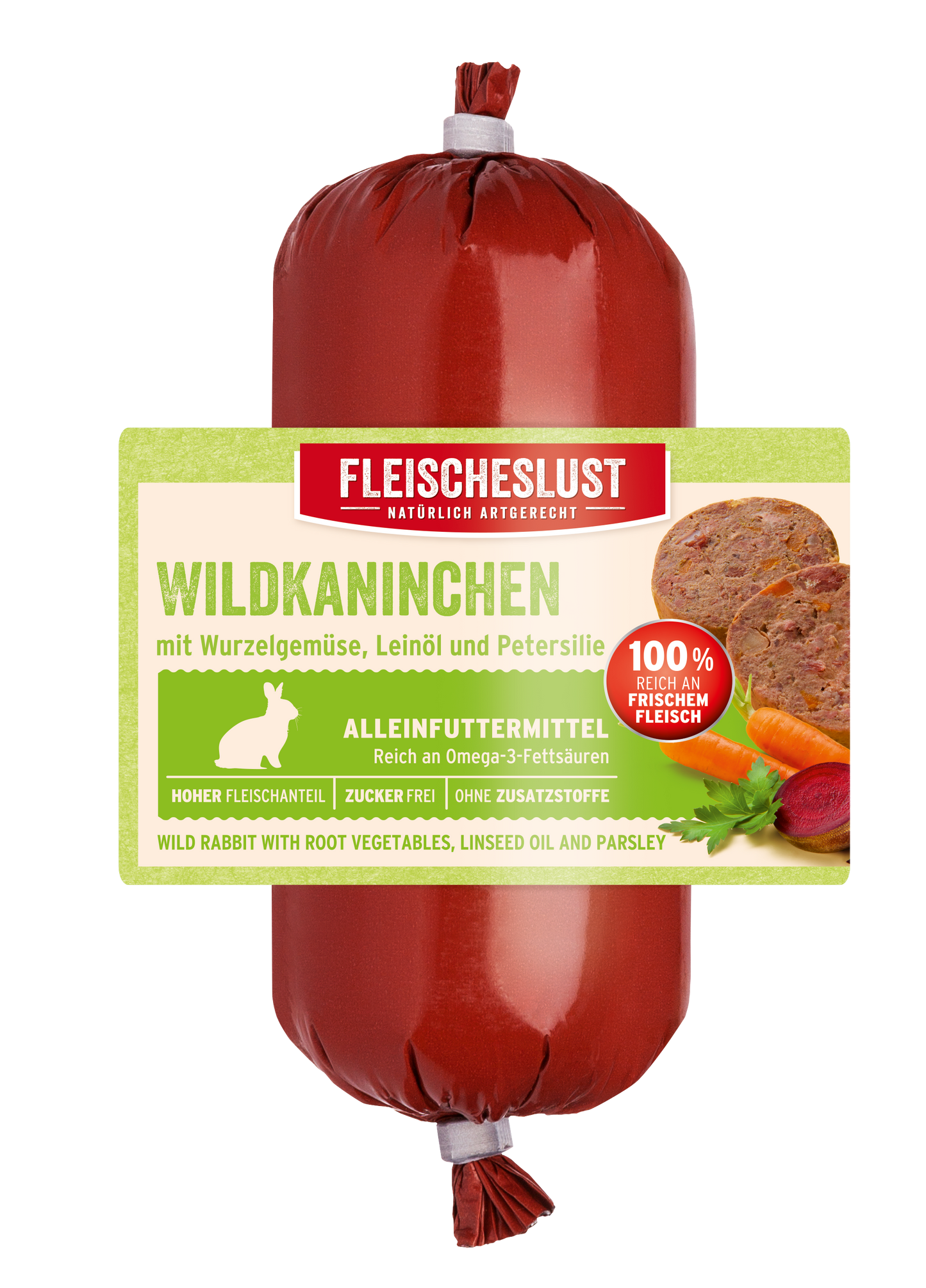 Wildkaninchen mit Wurzelgemüse, Leinöl und Petersilie