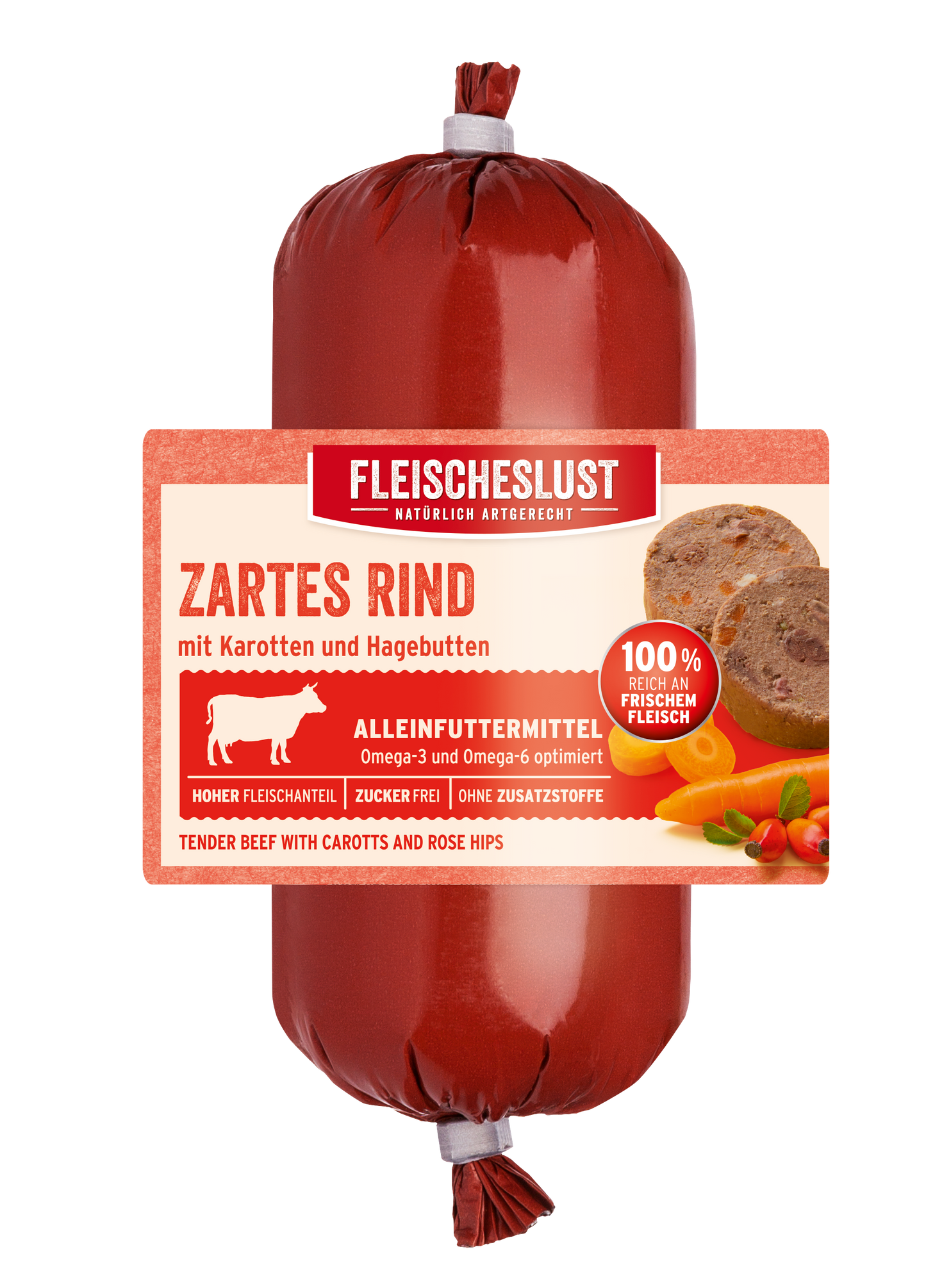 Zartes Rind mit Karotten und Hagebutten und Kürbiskernen