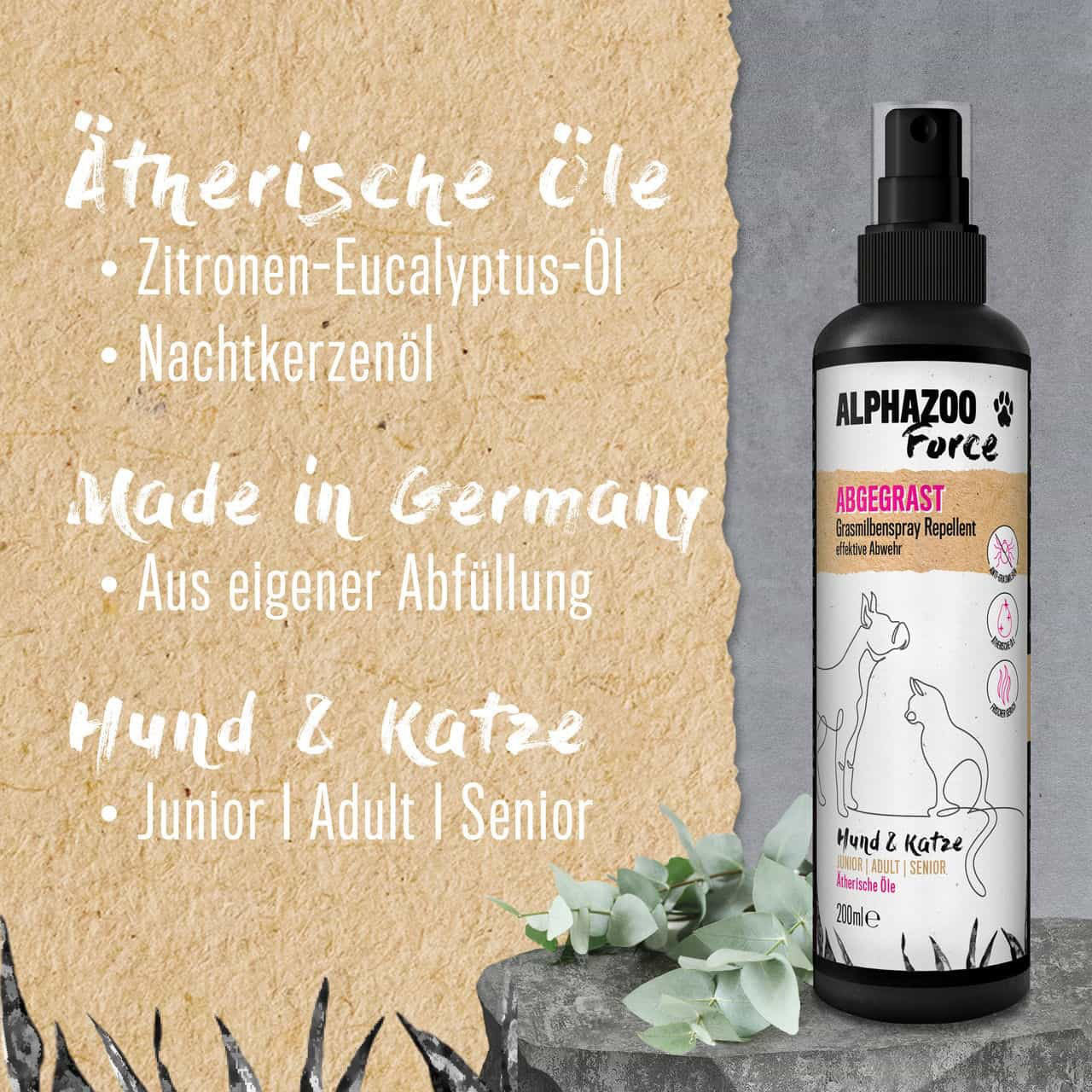 ABGEGRAST GRASMILBEN SPRAY FÜR HUNDE & KATZEN,STARKES MITTEL GEGEN MILBEN