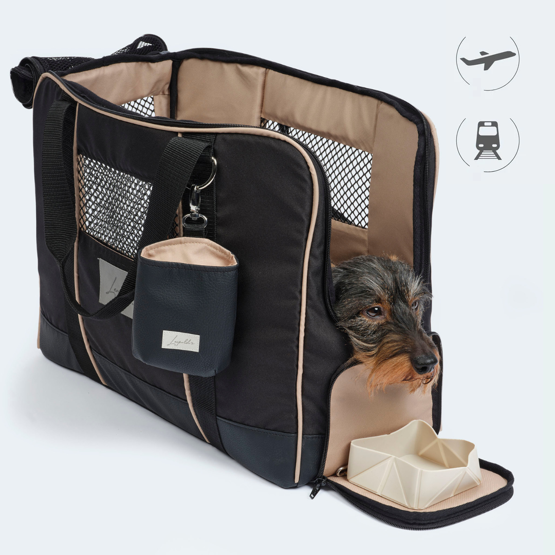 Flugtasche für Dackel und kleine Hunde mit orthopädischer Matratze