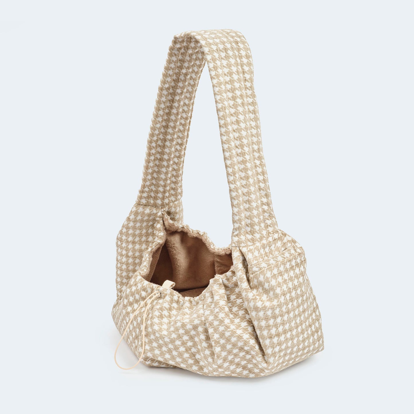 Welpentragetasche Hahnentrittmuster beige
